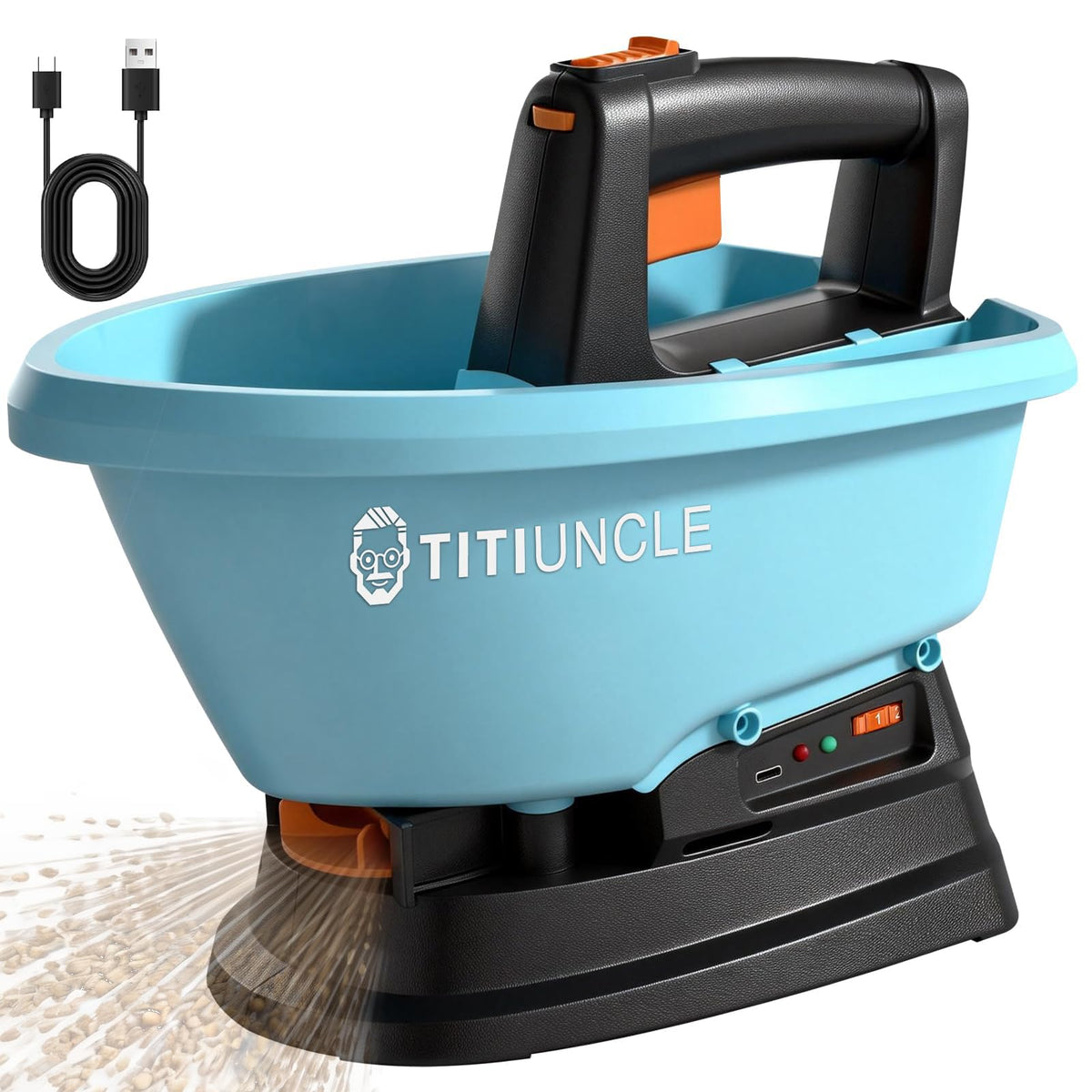 TITIUNCLE 3L electric spreader front view for precise lawn care