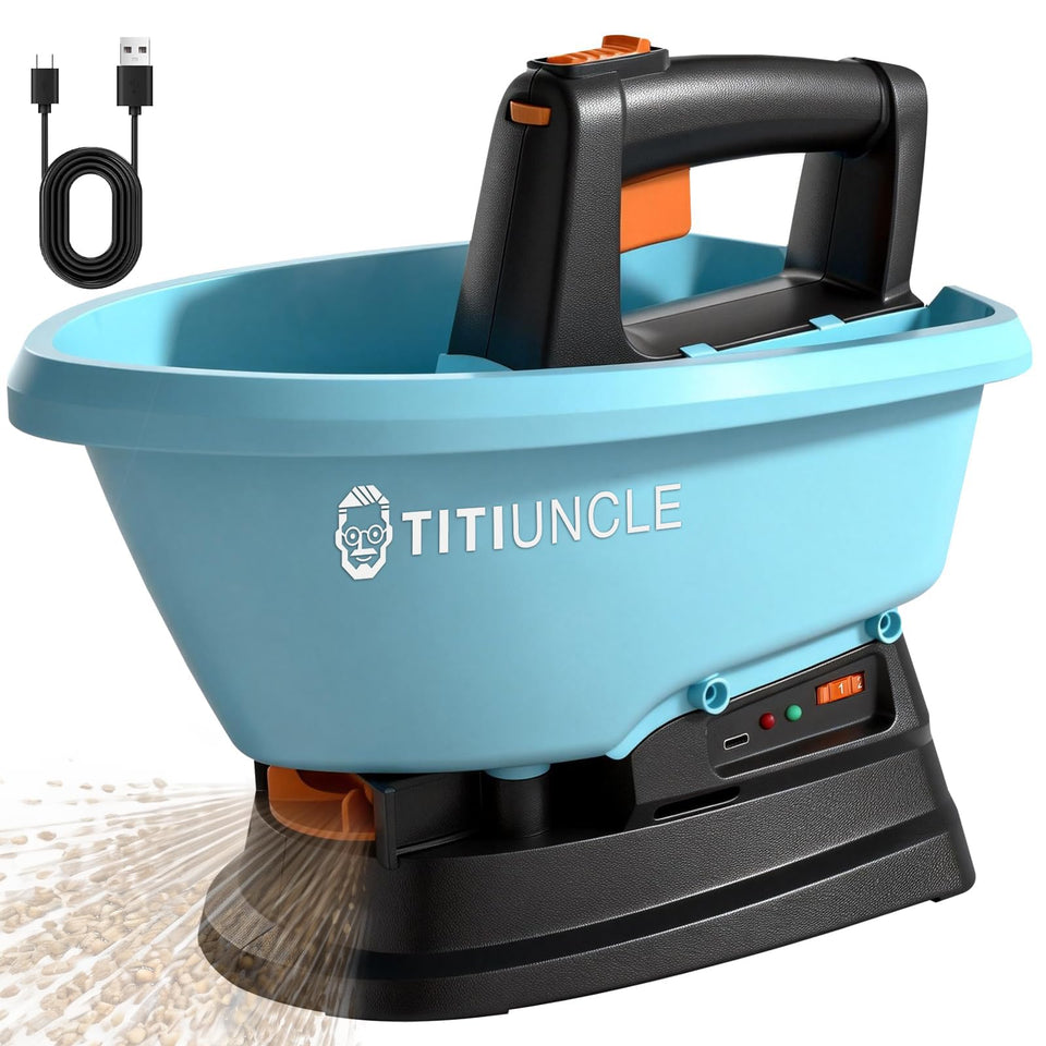 TITIUNCLE 3L electric spreader front view for precise lawn care