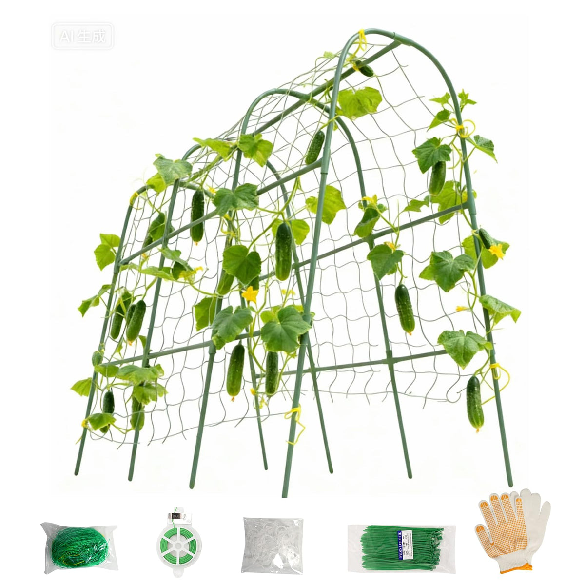 tiuire metal cucumber trellis front view provides sturdy support for climbing plants.
