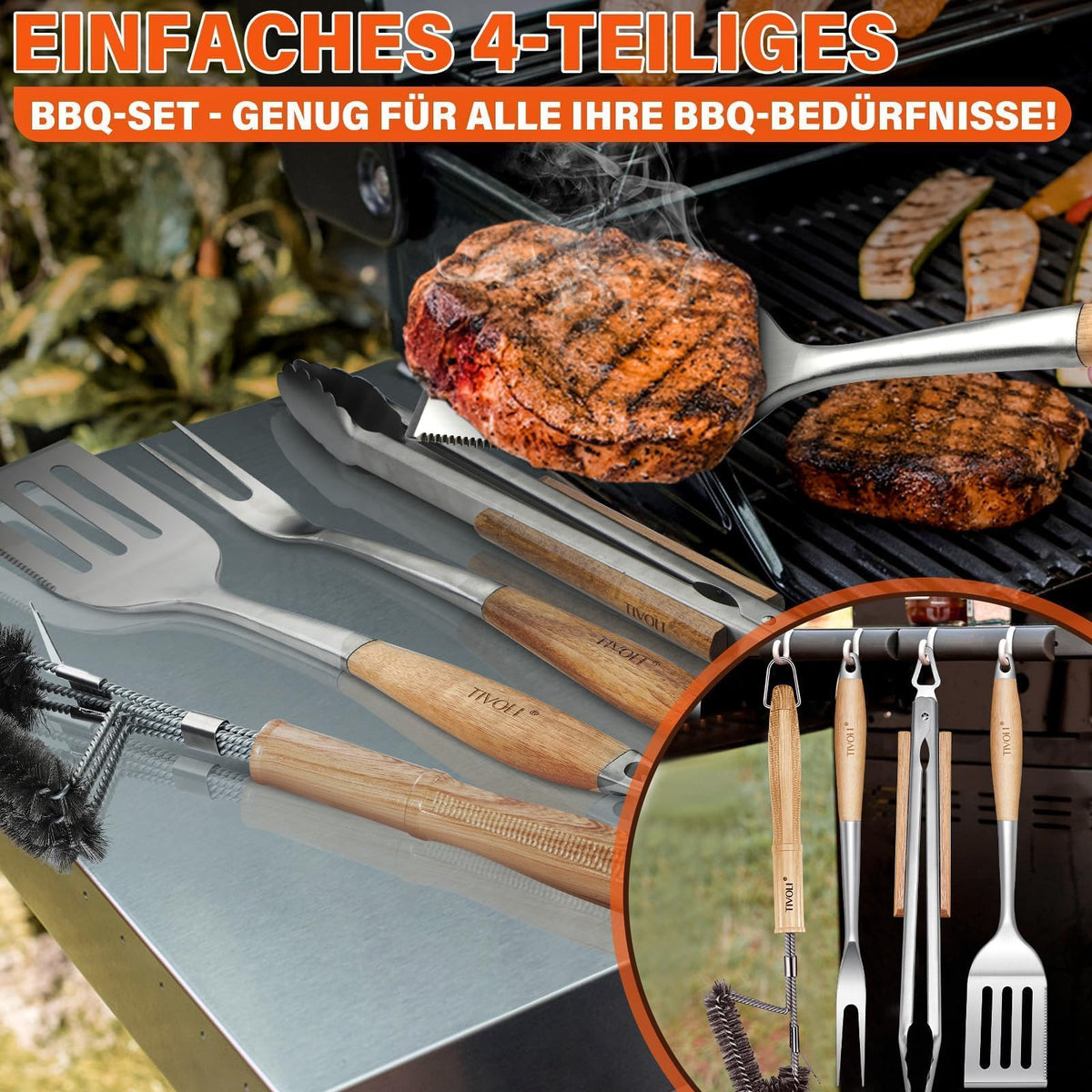 TIVOLI brush helps thorough cleaning after cooking on hot grills.