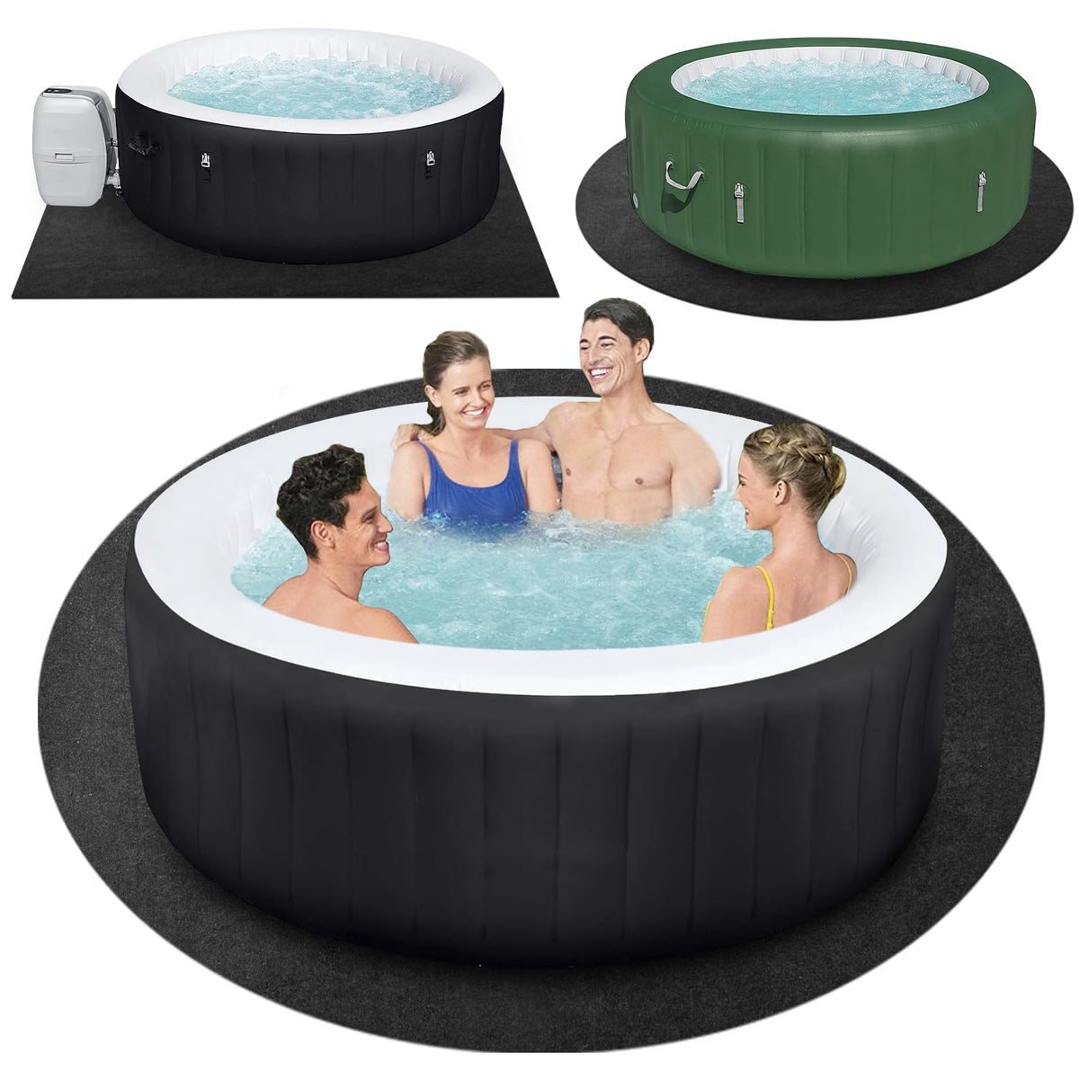 TIXANF 80x80cm hot tub mat laid on floor protecting tub and surface