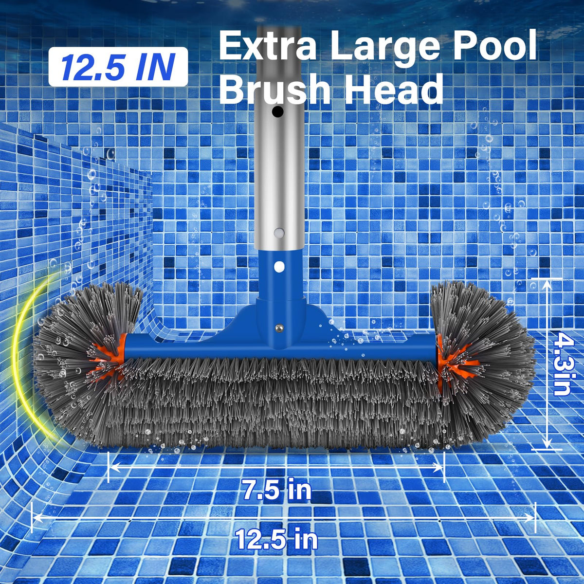 TIXANF pool brush head 12.5-inch for thorough brushing