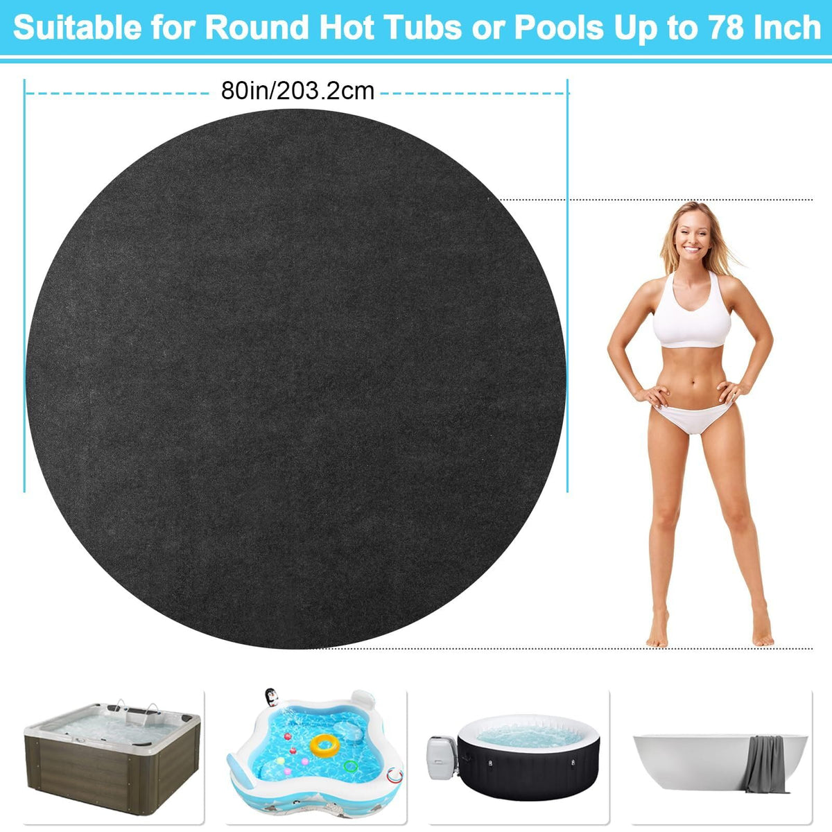 TIXANF hot tub mat with slip-resistant backing for secure placement