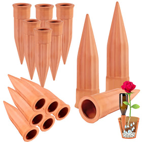 TKSCUSR plant watering spike shows terracotta design for automatic irrigation in pots.
