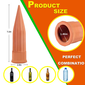 Spike connected to a long-neck bottle for versatile watering.