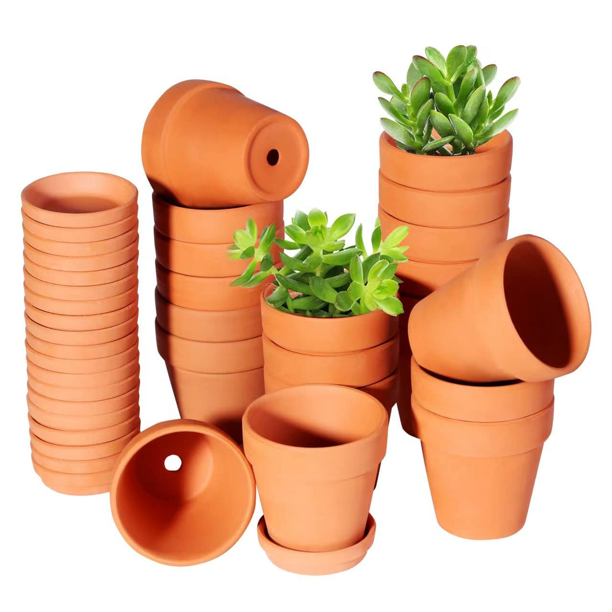 TKSCUSR terracotta pot with saucer for 3-inch plants and drainage