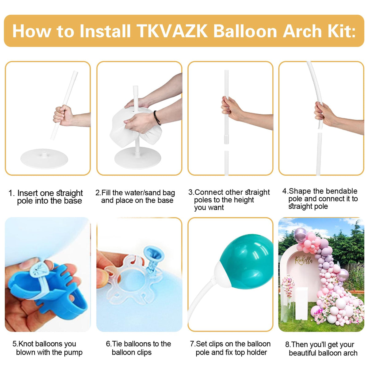 TKVAZK balloon clips secure balloons quickly for a tidy arc