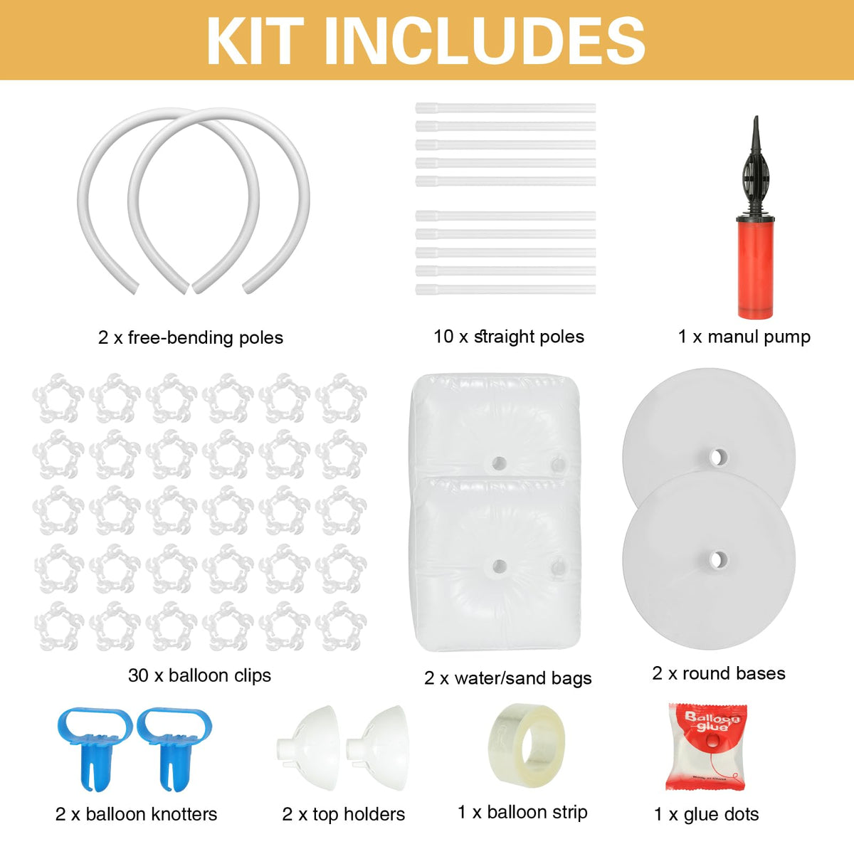 TKVAZK Balloon Arch Kit shows 8ft and 6ft height options for flexible decorating