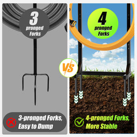 Compact stand improves yard organization and accessibility for watering tasks.