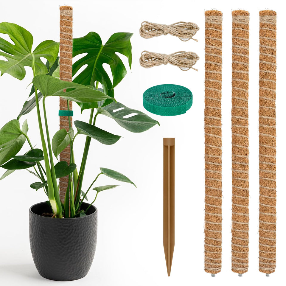 tlazz 54 inch moss pole 3-pack assembly: keeps climbing plants supported and tidy in small spaces.