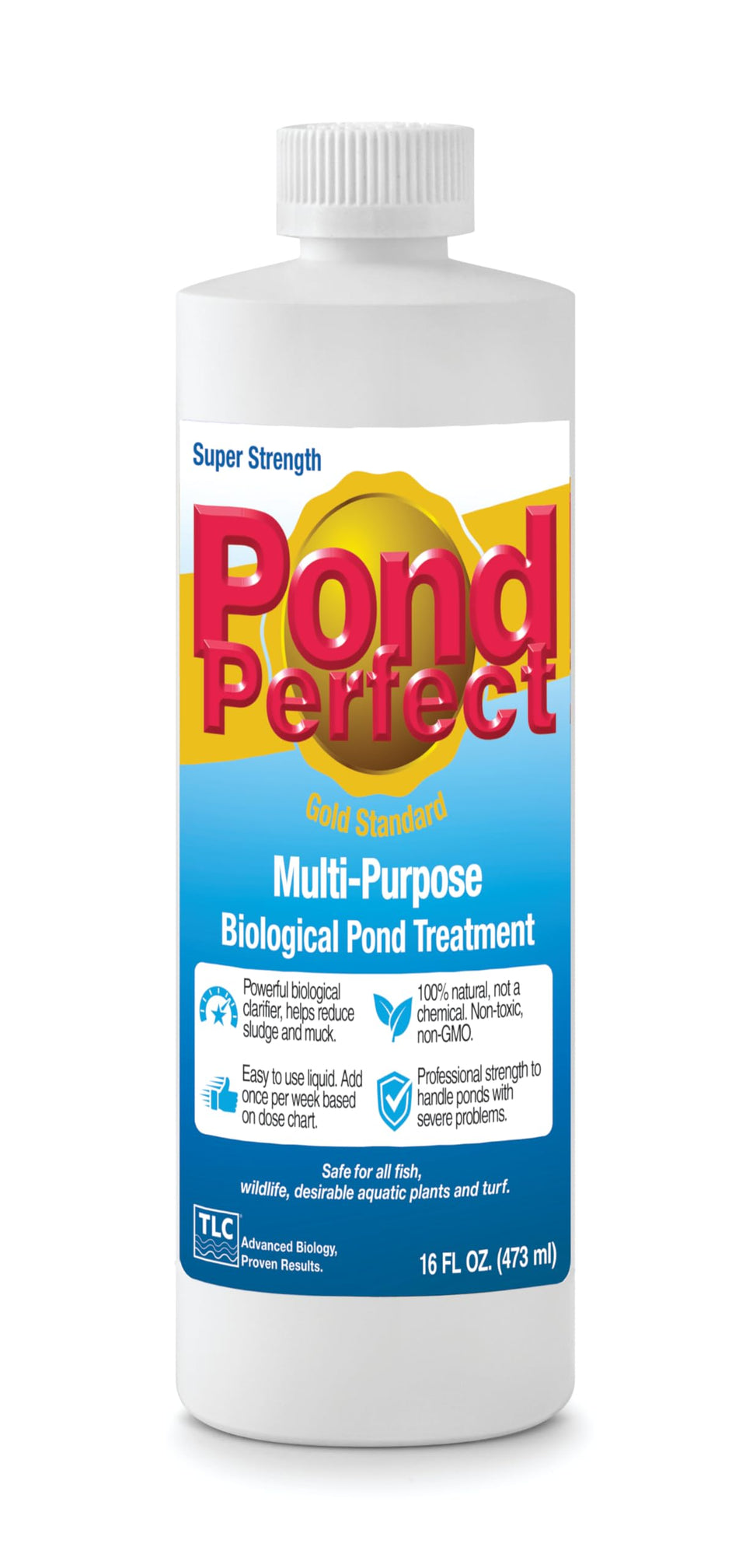 TLC PondPerfect bottle dosing demonstrates safe, easy liquid treatment for clearer pond water.