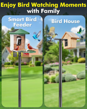 TLEYTOA adjustable-height bird feeder pole lets you tailor the viewing angle