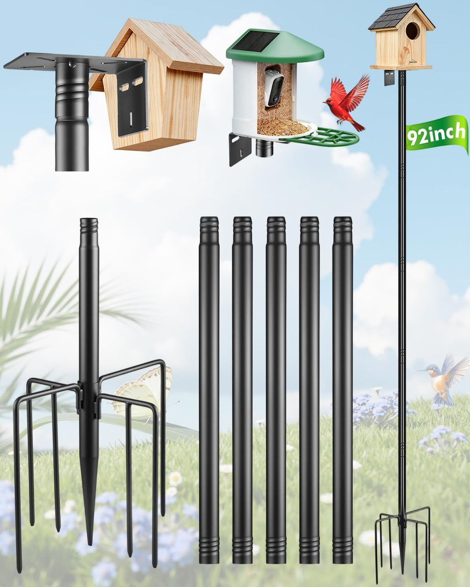 TLEYTOA smart bird feeder pole stand extended to 92 inches for wide garden viewing