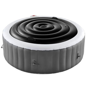 Tlswshsy 4.5 ft inflatable hot tub cover on tub, boosts heat retention and energy efficiency.