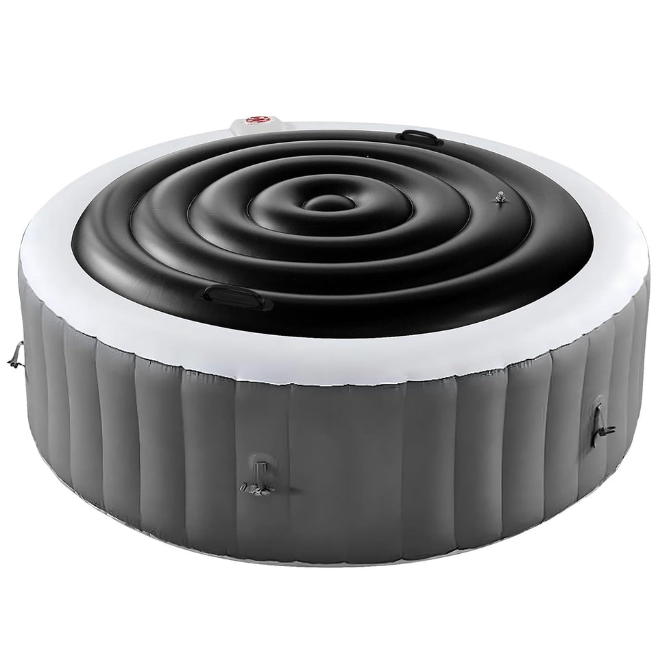 Tlswshsy 4.5 ft inflatable hot tub cover on tub, boosts heat retention and energy efficiency.