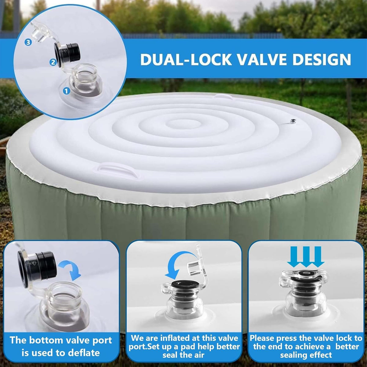 Tlswshsy inflation with electric pump for quick setup of the cover.