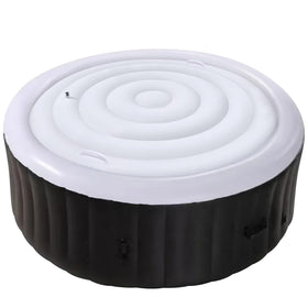 Tlswshsy inflatable hot tub cover 4.5ft diameter in use, protecting from debris and heat loss.