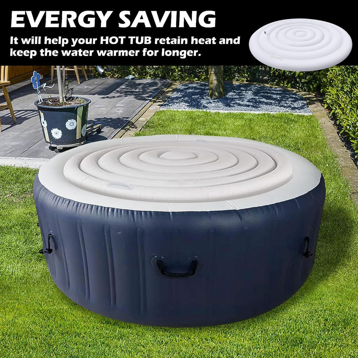 Tlswshsy outdoor spa with cover ready for use after setup.