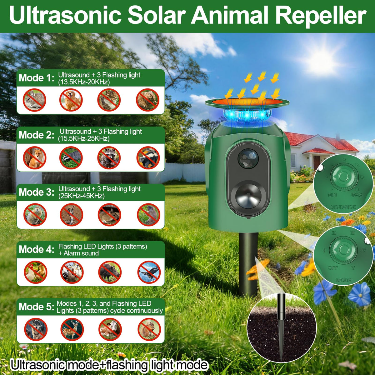 TLXLT deer deterrent outdoors runs on solar power for peak seasonal protection.