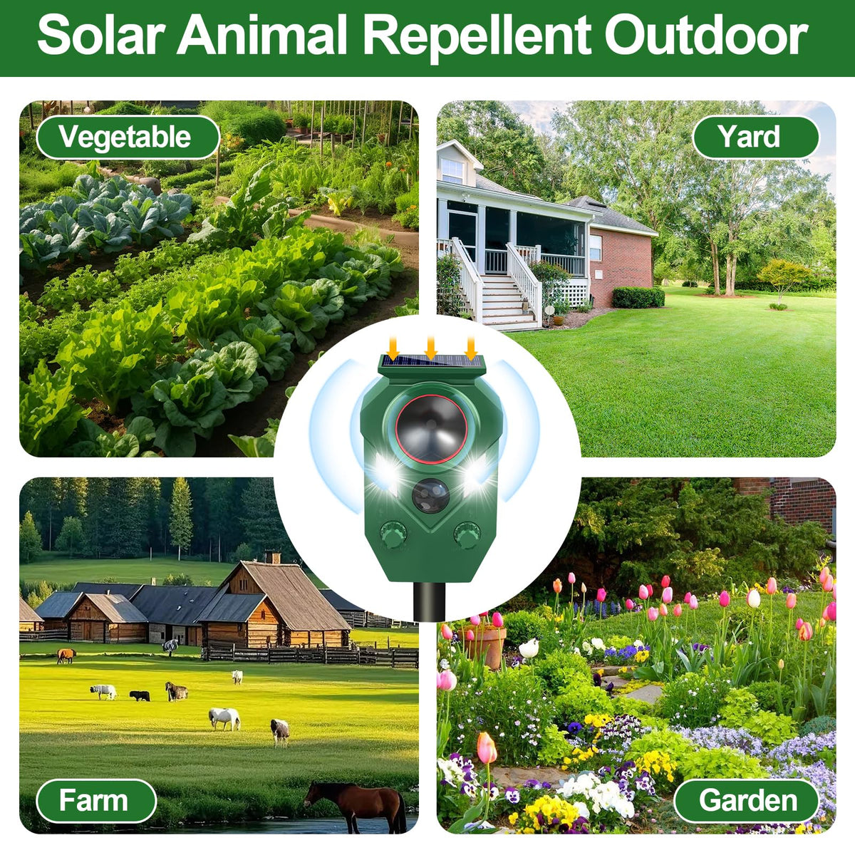 TLXLT Ultrasonic Animal Repeller adjustable sensitivity and frequency