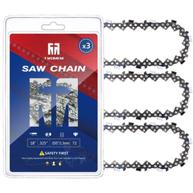 TM TWOMEM 18-inch chain three-pack packaging for quick replacement and reliability.