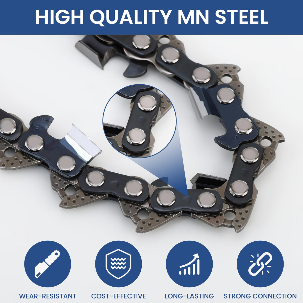TM TWOMEM 18-inch chain installation is quick and easy.