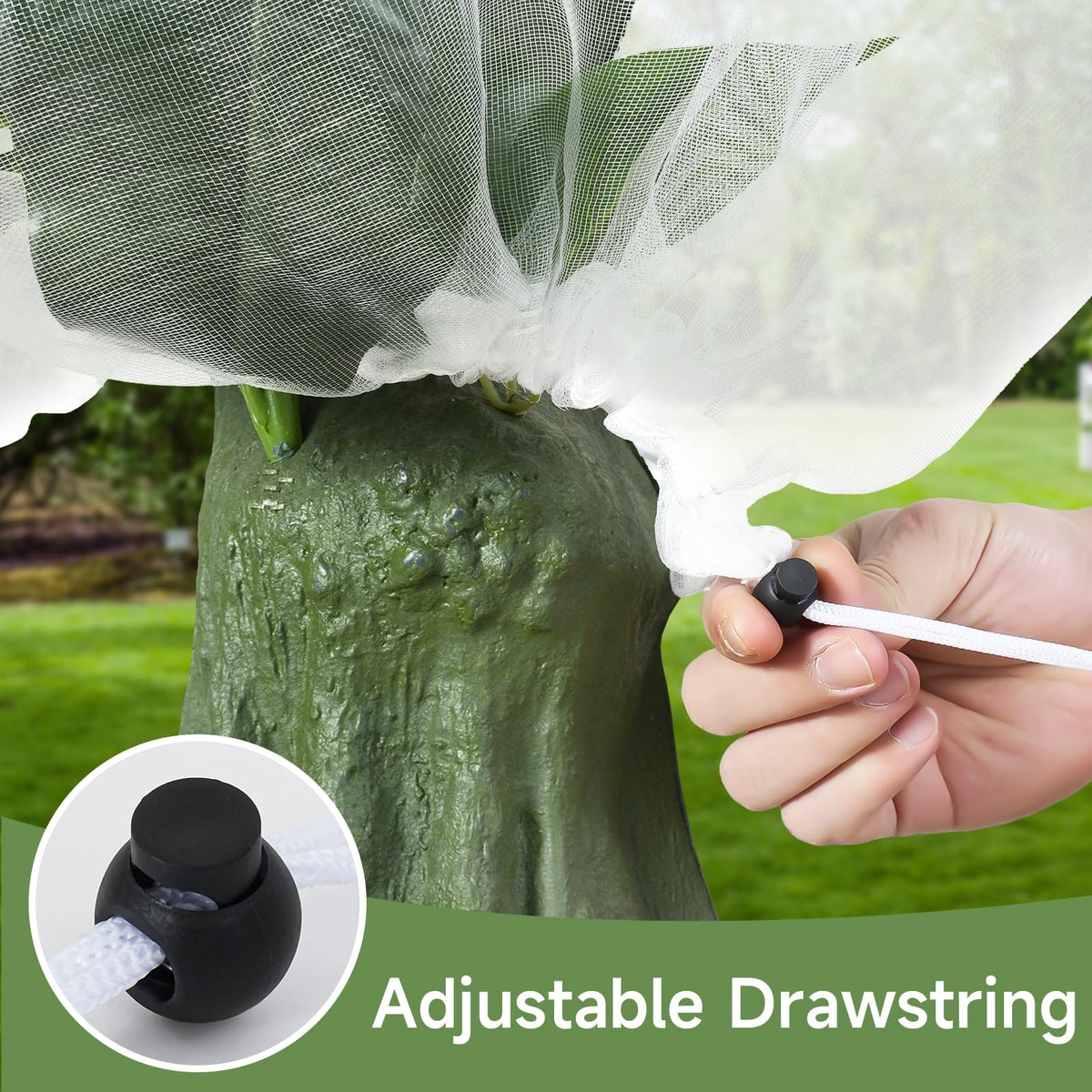 TMFsode blueberry bush netting covering fruit without hindering sunlight.