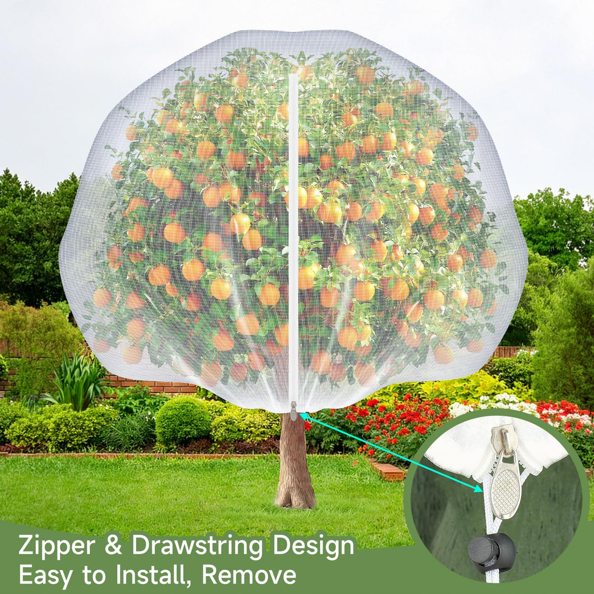 TMFsode patio plants protected by lightweight insect netting for outdoors.