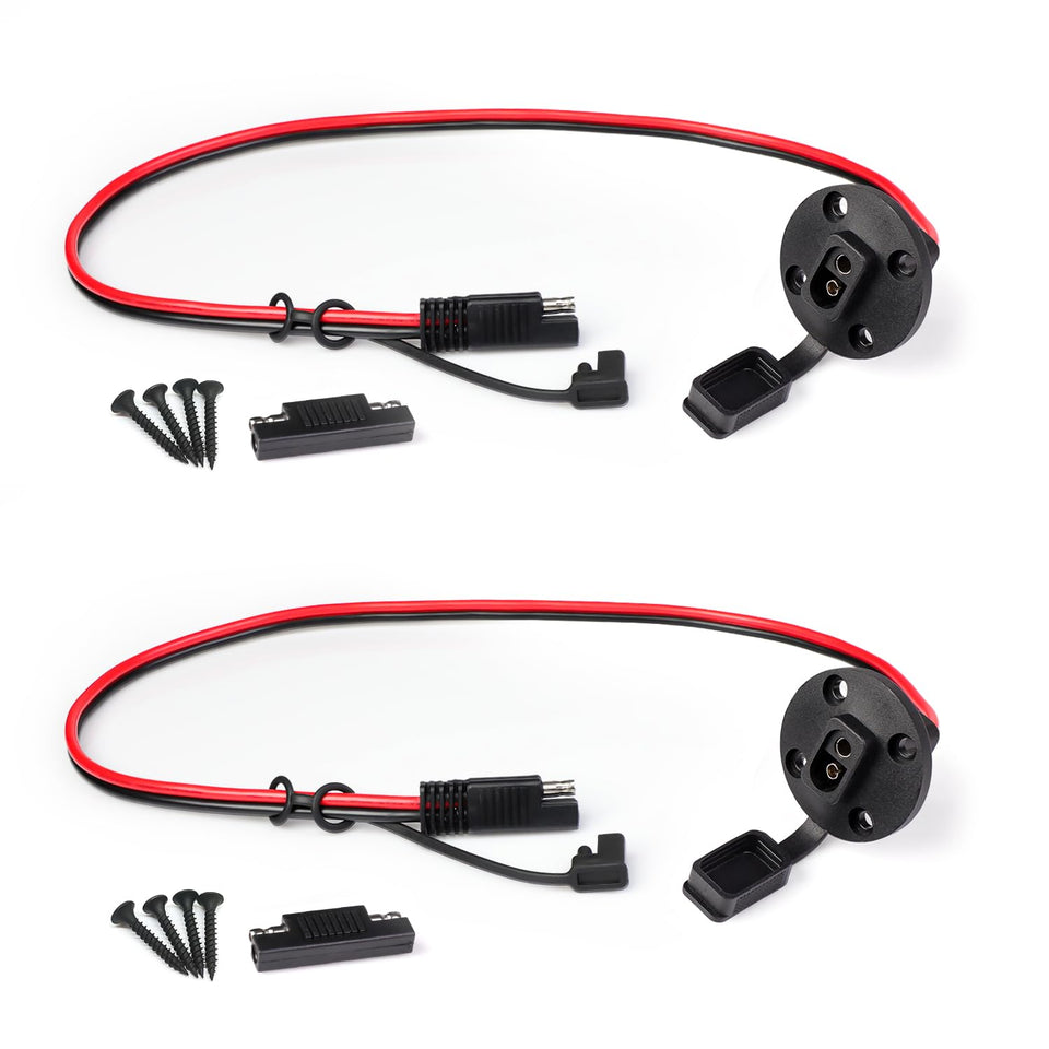 TMH SAE power socket sidewall 2ft for weatherproof, easy solar connections.