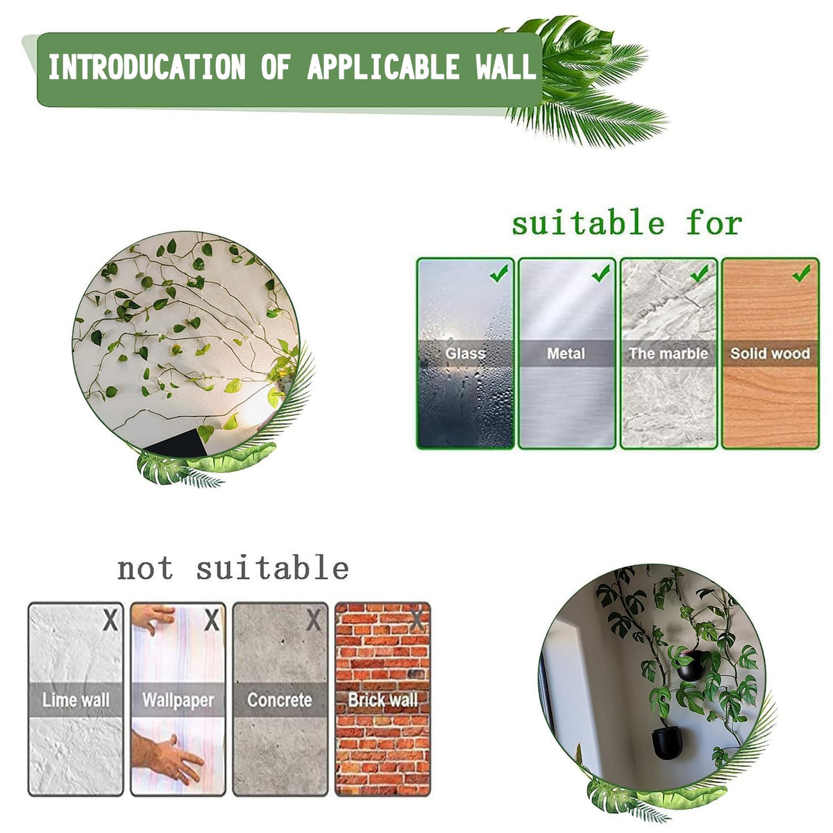 Tmofs indoor outdoor application works on multiple smooth surfaces for vine mounting