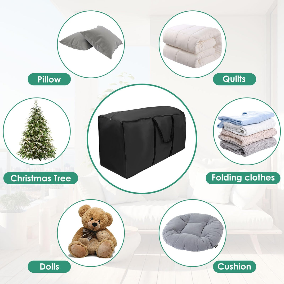 TMWEFUSC foldable storage bag saves space when not in use.