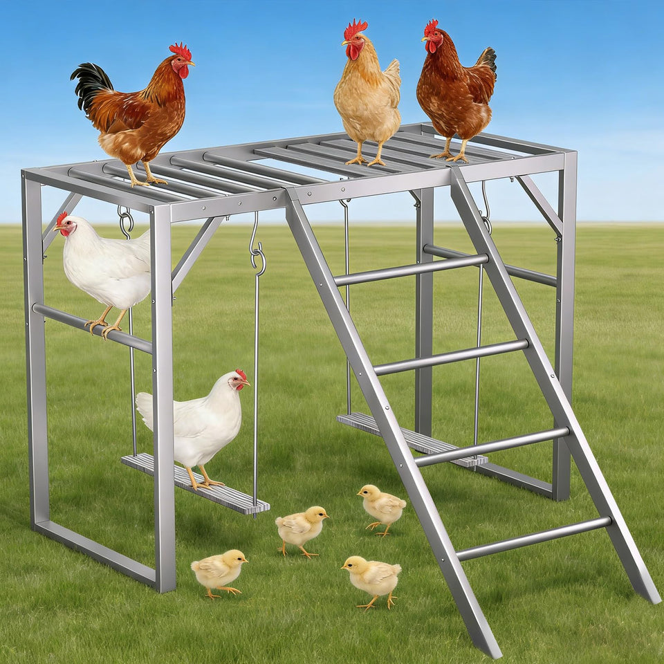 TNELTUEB chicken swing perch in silvery finish promotes rest and social play.