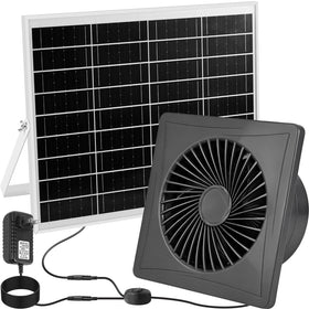 TNELTUEB solar exhaust fan front view delivering strong airflow for sheds