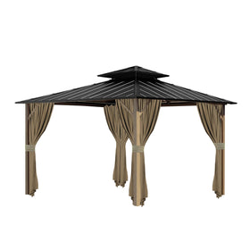 Tngan gazebo curtain measures 12ft by 10ft for fit.