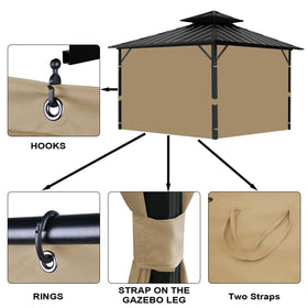 Tngan gazebo curtain durable polyester resists sun and moisture.