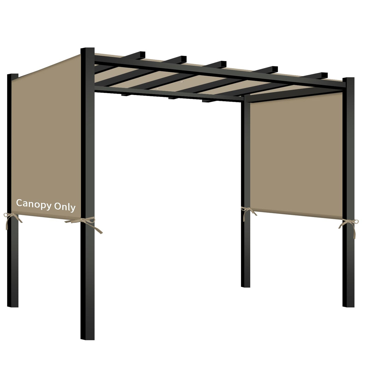 Tngan universal canopy cover on a 17x6.8 ft pergola provides shade and rain protection.