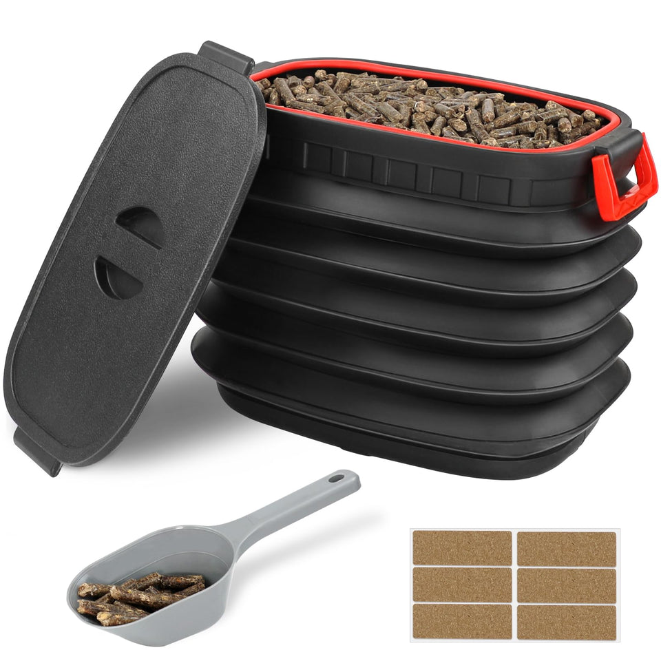 TNNTOPELE weatherproof lid on pellet storage keeps outdoor pellets dry.