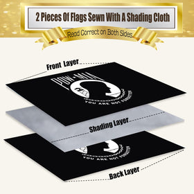tnpun Flag shows four-row stitching for durability