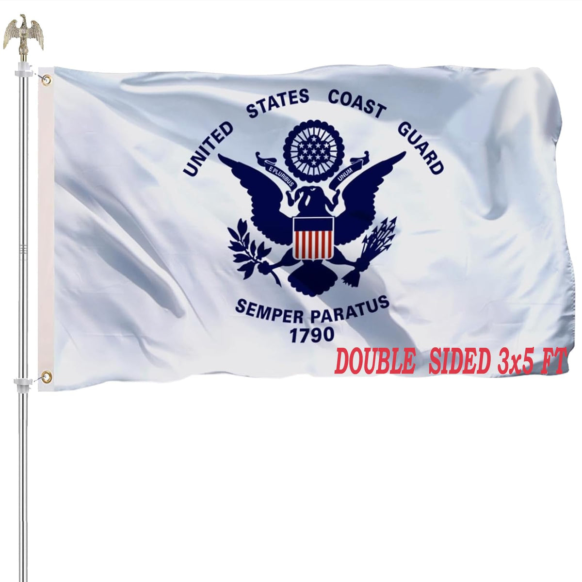 tnpun US Coast Guard flag 3x5 for outdoor display with durable construction and vivid colors.