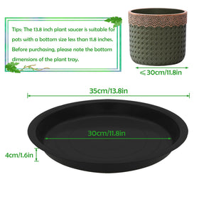 TNTIWQ 14-inch round saucer side view shows deep tray for excess water