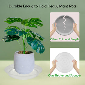 TNTIWQ 4-pack clear plant saucers laid out for home setup.