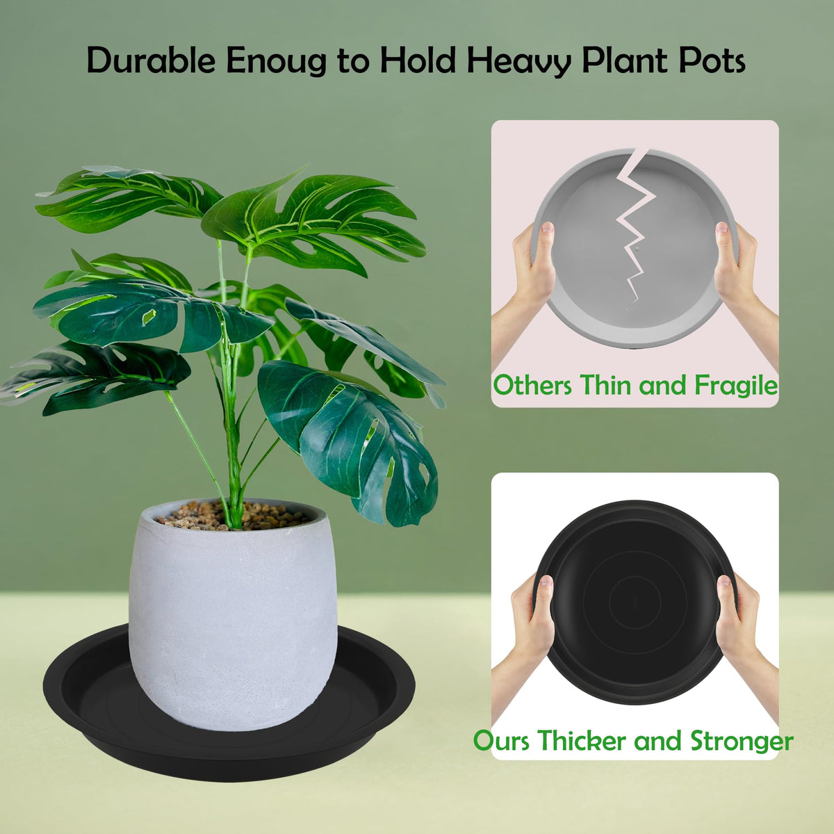 TNTIWQ durable plastic plant saucer close up highlights thickened material