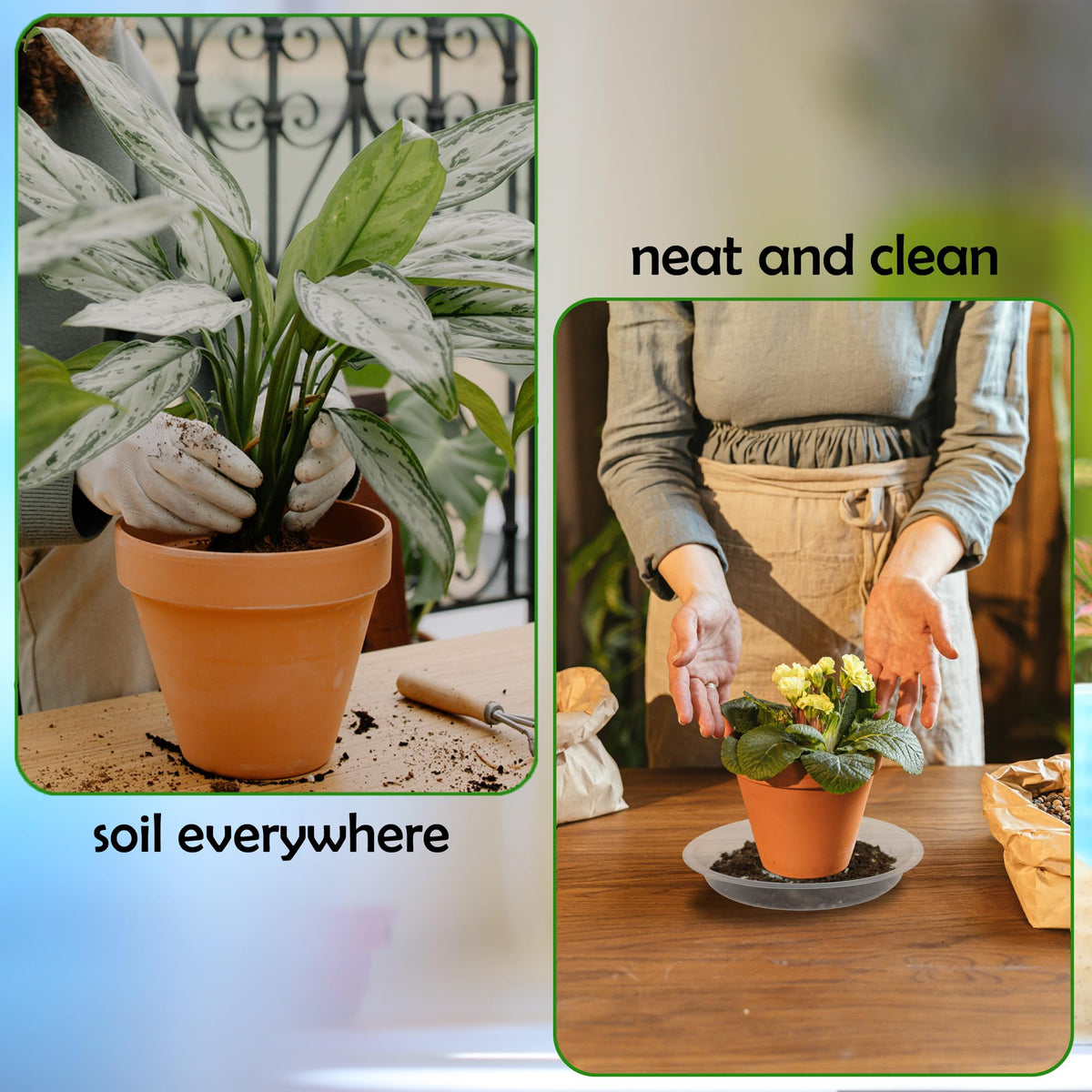 TNTIWQ durable thickened plastic plant saucer clear suitable for heavy pots.