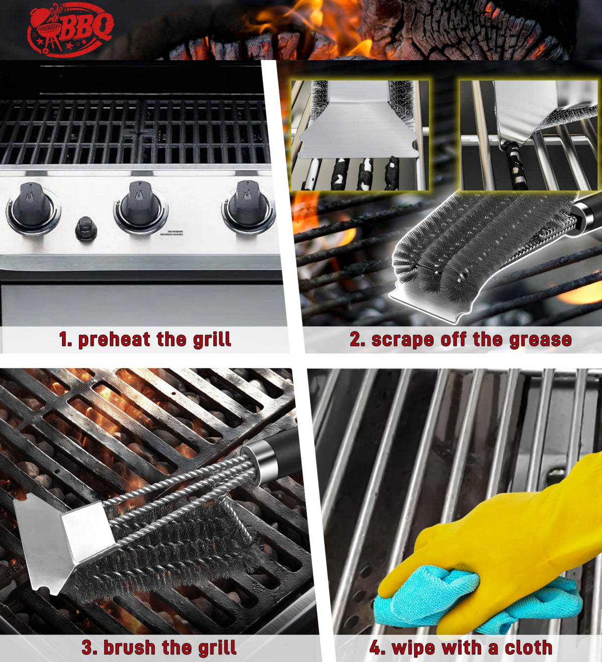 TNTOR barbecue cleaning brush highlighting improved cleaning performance