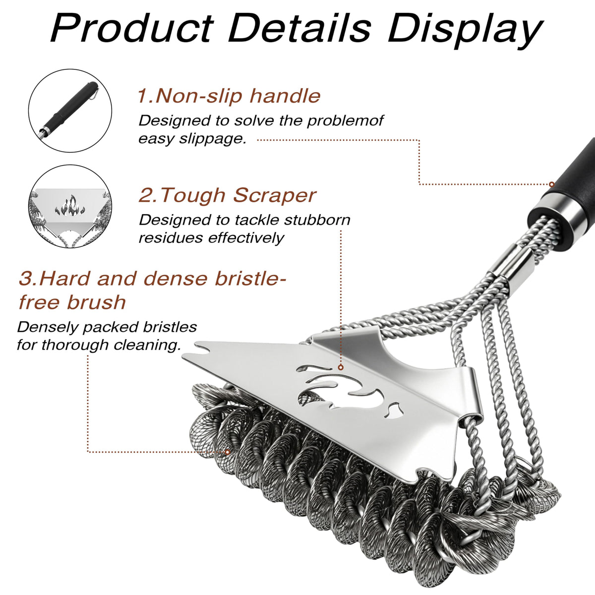 TNTOR bristle-free brush with three-layer spiral for grease removal
