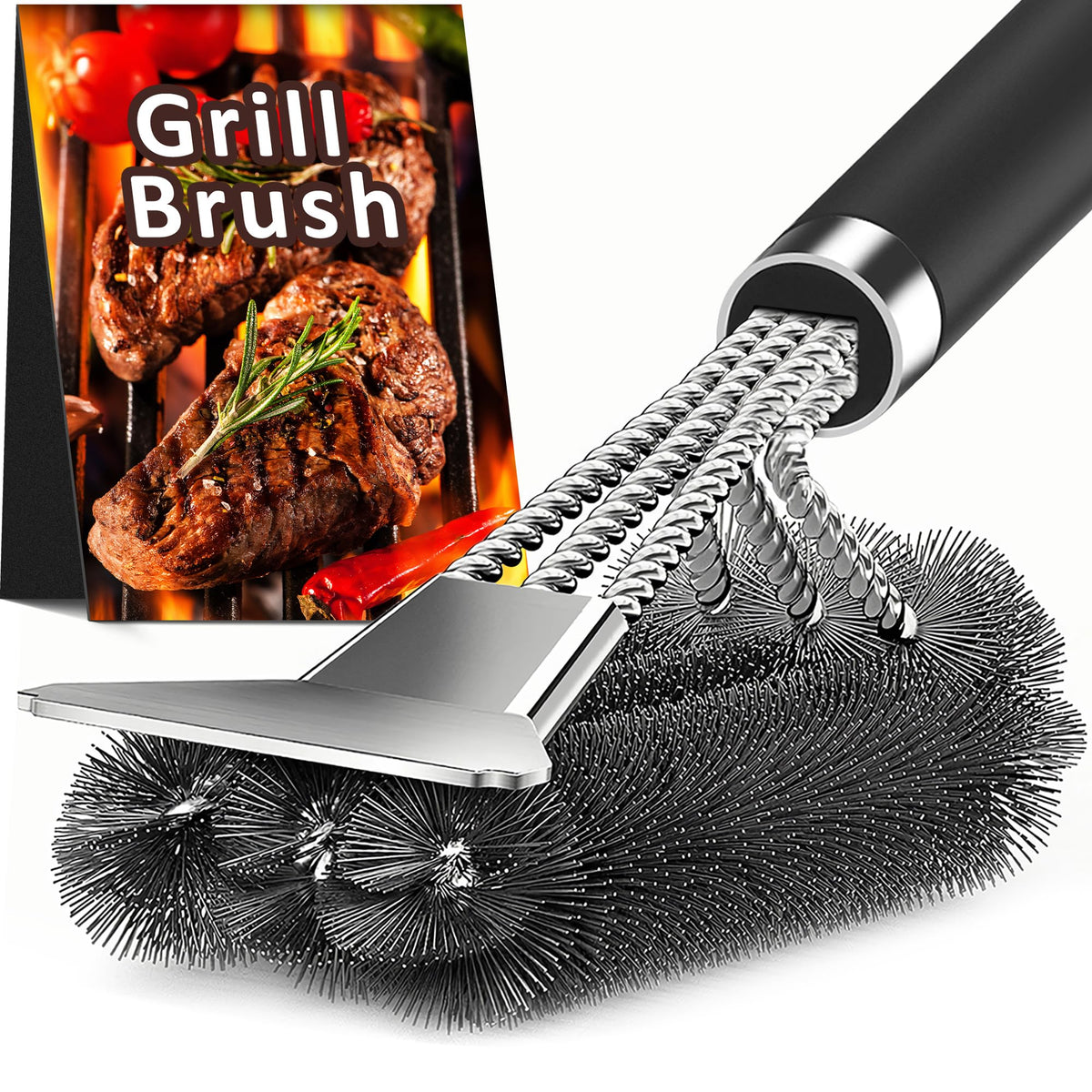 TNTOR grill brush with 18 inch adjustable handle for easy reach and thorough cleaning