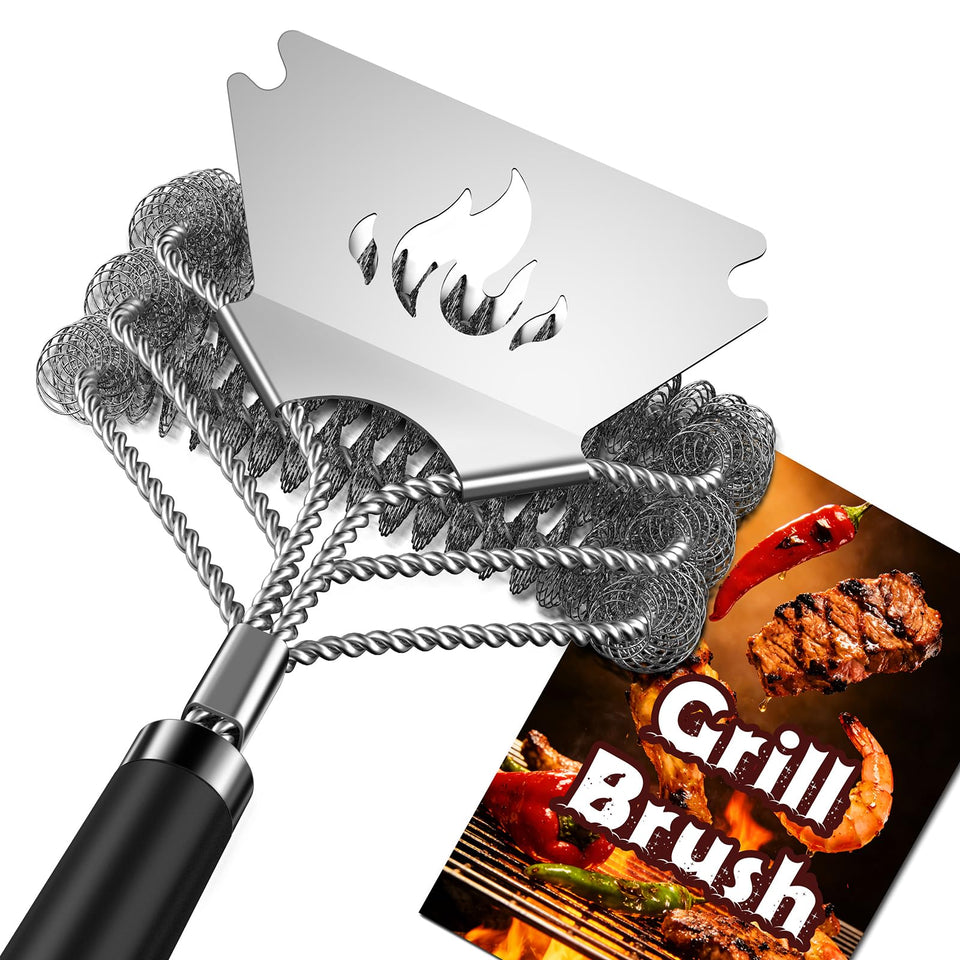TNTOR grill brush bristle-free with scraper cleans safely