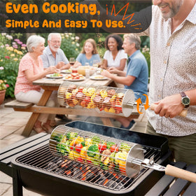 TNTOR Rolling Grill Basket detachable-handle enables easy cleaning and storage