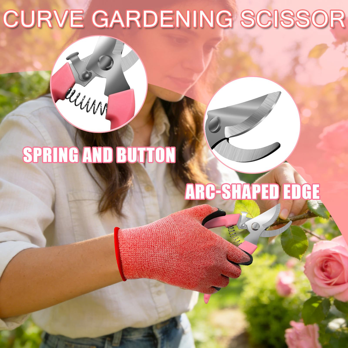 TOAINRSI pink flower scissors cutting delicate stems with precision