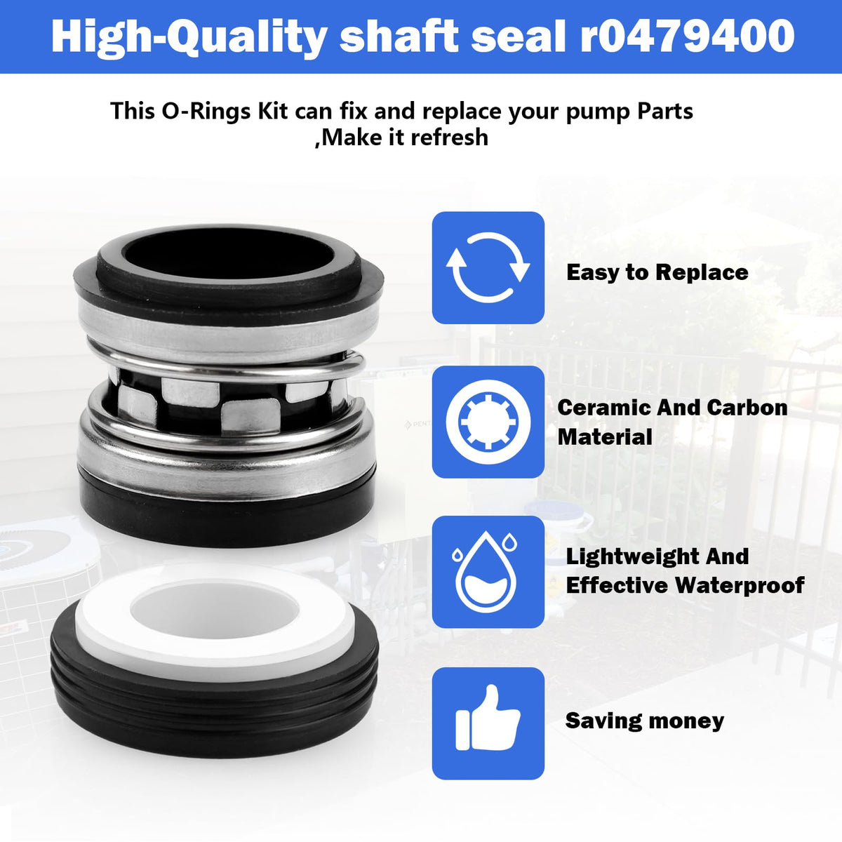 Tobaiwind R0479400 shaft seal packaging—ready-to-use replacement part for Jandy pumps.
